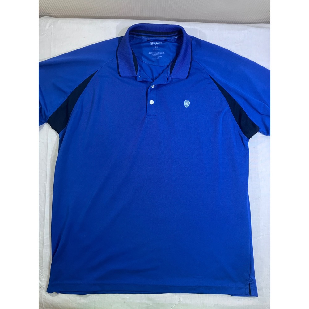 Chaps Mens Stay-Dry Performance Polo Shirt Royal Blue Short Sleeve‎ Size Large